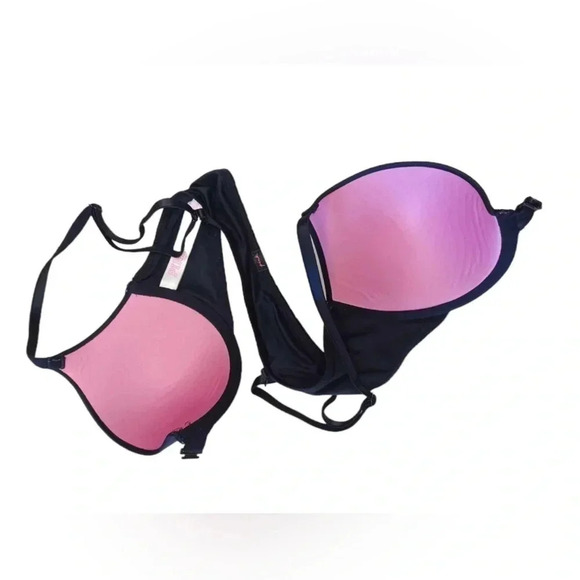 Victoria Secret PINK Black Padded Front Closure Bra Size 36A - Picture 5 of 7